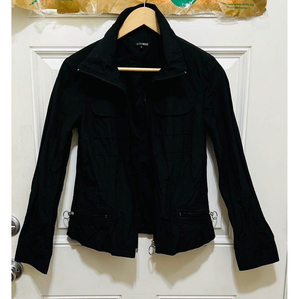 600 West Black Lightweight Jacket Full Zip Collared Utility Style‎ Women
